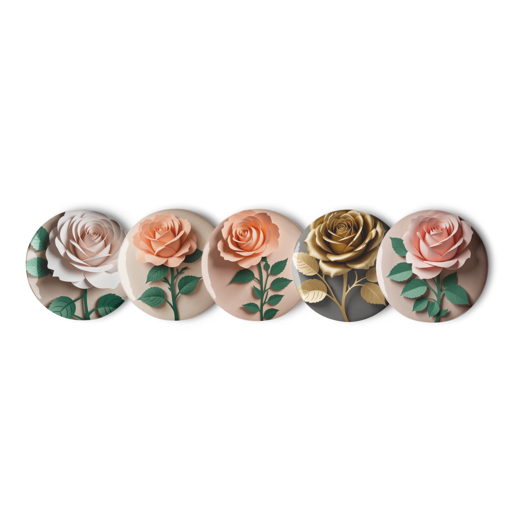 Group of 5 Rose Pin Buttons
