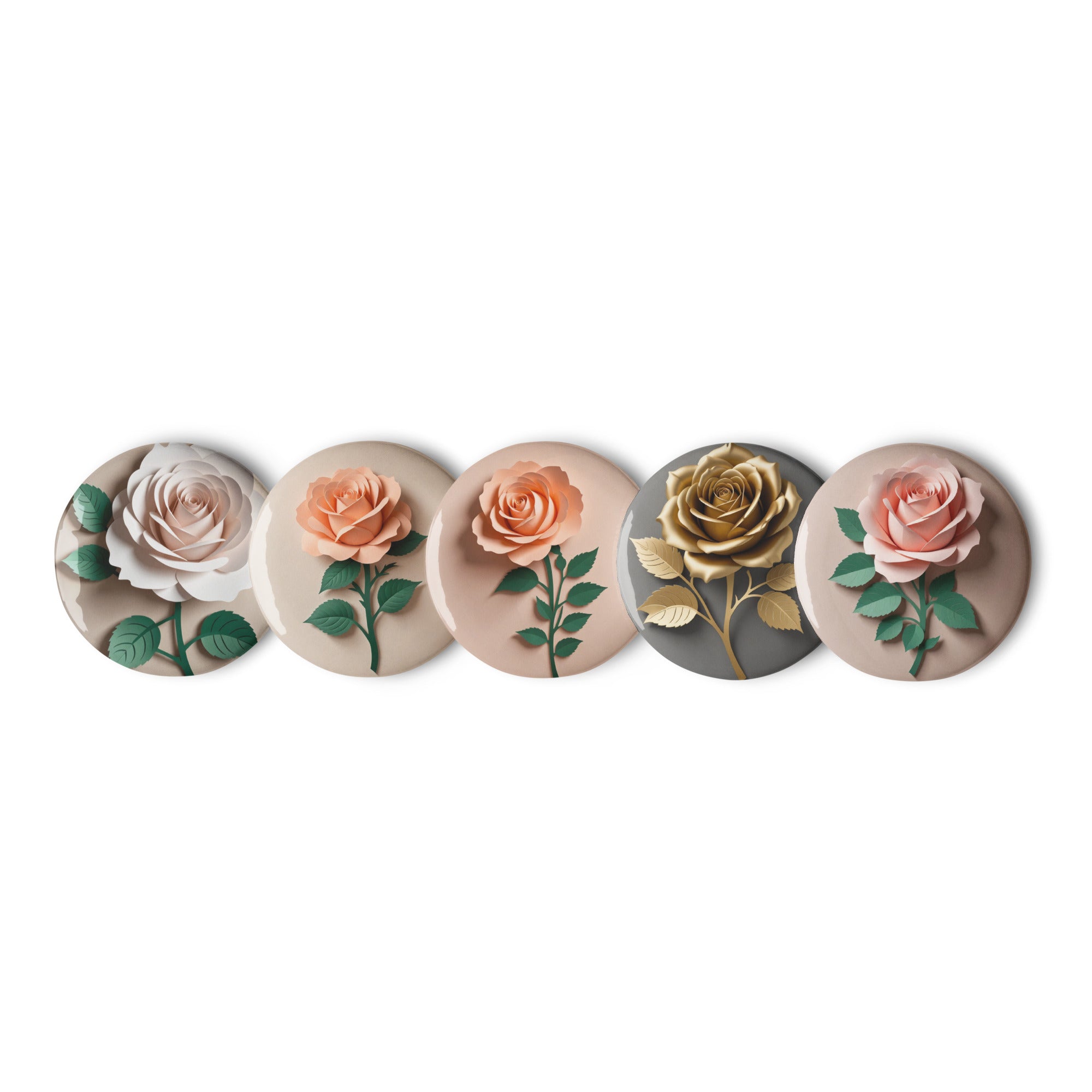 Group of 5 Rose Pin Buttons